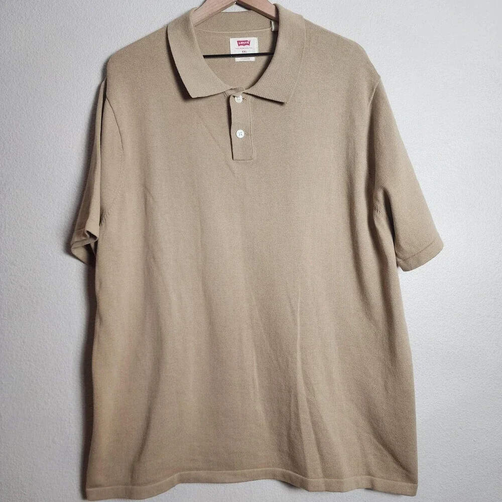 Levi's Polo Shirt Mens 2XL Beige 100% Cotton Standard Fit Short Sleeve Casual
